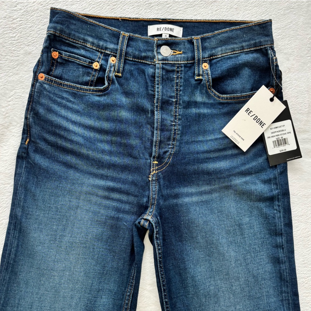 RE/DONE 70s High Rise Stove Pipe Straight Leg Button Fly Jean--NWT—26 - Picture 3 of 14